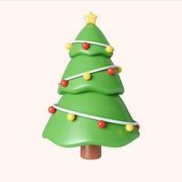 3d Christmas tree. minimal decorative festive conical shape tree. New Year's holiday decor. 3d design element In cartoon style. Icon isolated on white background. 3D illustration photo