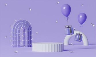Minimal Abstract background, purple color gift box ,mockup for podium,modern stage, display or showcase.3d render illustration. photo