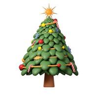 3d Christmas tree icon. minimal decorative festive conical shape tree. New Year's holiday decor. 3d design element In cartoon style. Icon isolated on white background. 3d illustration photo
