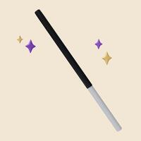 3d Halloween magic wand icon. Traditional element of decor for Halloween. icon isolated on gray background. 3d rendering illustration. Clipping path. photo