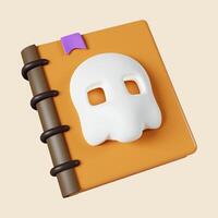 3d devil book Halloween icon. Traditional element of decor for Halloween. icon isolated on gray background. 3d rendering illustration. Clipping path. photo