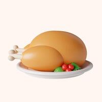 3d Christmas chicken icon. minimal decorative festive conical shape tree. New Year's holiday decor. 3d design element In cartoon style. Icon isolated on white background. 3D illustration photo