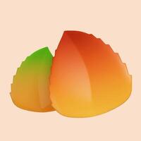 3d Autumn leaf. Golden fall. Season decoration. icon isolated on gray background. 3d rendering illustration. Clipping path. photo