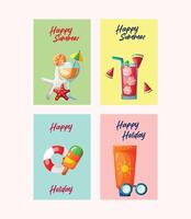 set simple summer card design vector