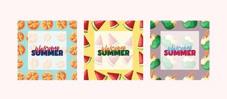 pattern summer card design collection vector