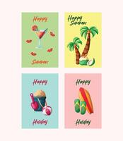 simple flat design summer card vector