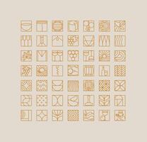Wine art deco icons drawing in flat line style drawing on beige background. vector