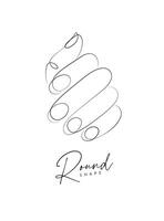 Woman hand with round nails drawing in linear style on white background vector