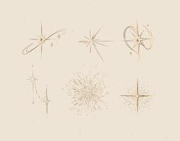 Different states of stars drawing in graphic style on beige background vector