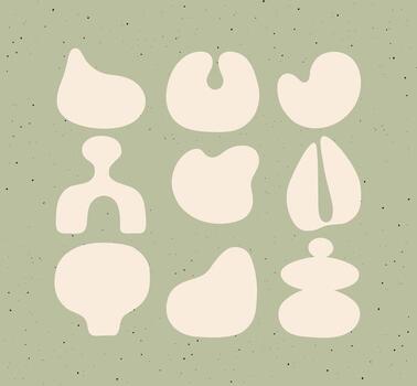 Abstract art styled icons different shapes drawing on brown background vector
