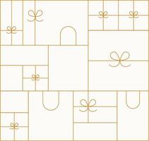 Art deco present composition drawing in linear style on beige background vector