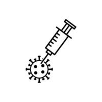 virus vaccination syringe with virus icon vector