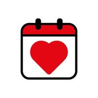 calendar with heart icon vector