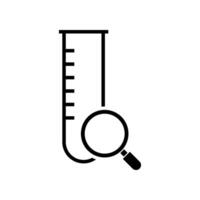 test tube with magnifying glass icon vector