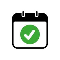 calendar with green checkmark icon vector