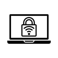 illustration of internet security laptop with padlock and wifi symbol icon vector