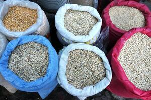 Chiles and beans for sale at the Chichicastenango market, Guatemala. photo