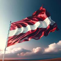 Proud Flutter of the Latvia Flag Against the Sky Background photo