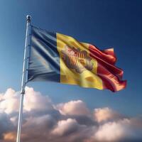 Proud Flutter of the Andorra Flag Against the Sky photo