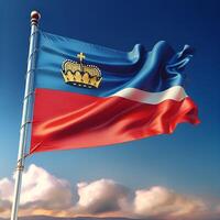 Proud Flutter of the Liechtenstein Flag Against the Sky photo