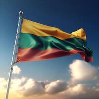 Proud Flutter of the Lithuania Flag Against the Sky photo