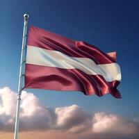 Proud Flutter of the Latvia Flag Against the Sky photo