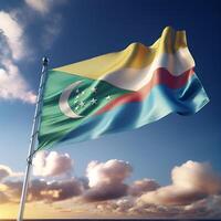 Proud Flutter of the Comoros Flag Against the Sky photo