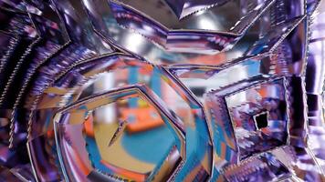 3d render, Abstract smooth shape chromefile colors, loops animation video