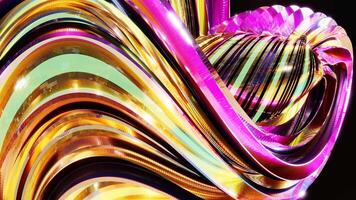 3d render, Abstract smooth shape chromefile colors, loops animation video
