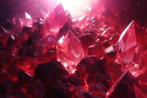 Abstract background of red crystals with refraction of light photo