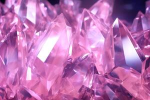 Abstract background of pink shining crystals with refraction of light photo