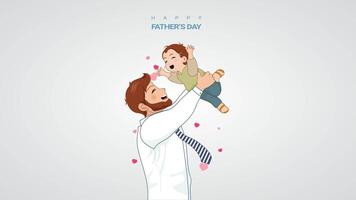 papá, estás mi héroe, contento del padre día animación con blanco fondo, plano animación, 4k video