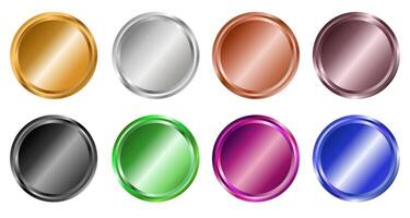 Collection of Colorful Circle Shapes With Metallic Effects vector