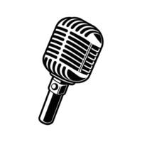 Microphone Linocut isolated on white background vector