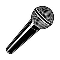 Microphone Linocut isolated on white background vector