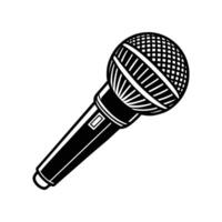 Microphone Linocut isolated on white background vector