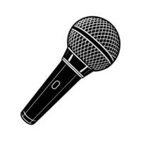 Microphone Linocut isolated on white background vector