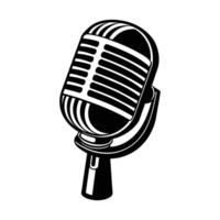 Microphone Linocut isolated on white background vector