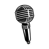 Microphone Linocut isolated on white background vector