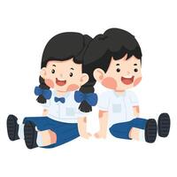 Students are sitting on the floor vector