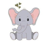 A cute elephant is sitting in animated image. It can be used for decoration, wallpaper, design, etc vector