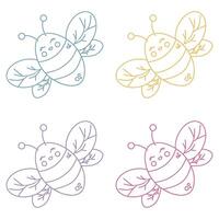 A cute smiling honeybee with different colors. It can be used for decoration, wallpaper, design, etc. vector