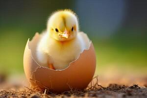 Newborn Chick Emerging from Eggshell photo