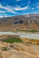 Aerial view of Spiti valley and Key gompa in Himalayas photo