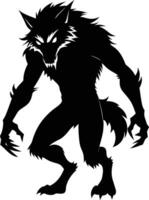 A black silhouette of a werewolf vector
