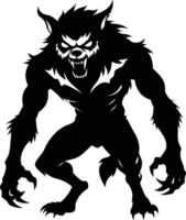 A black silhouette of a werewolf vector