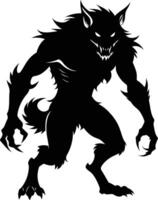 A black silhouette of a werewolf vector