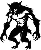 A black silhouette of a werewolf vector