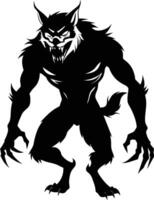 A black silhouette of a werewolf vector