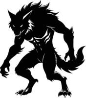 A black silhouette of a werewolf vector